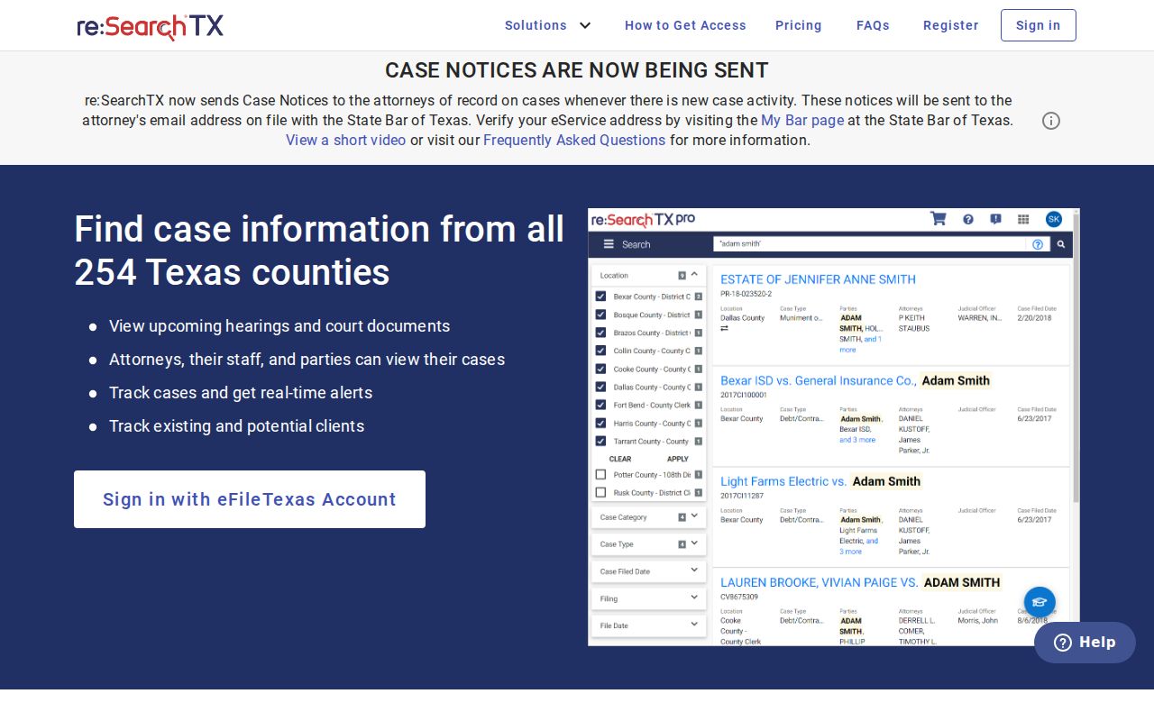 Franklin County docket search through re SearchTX