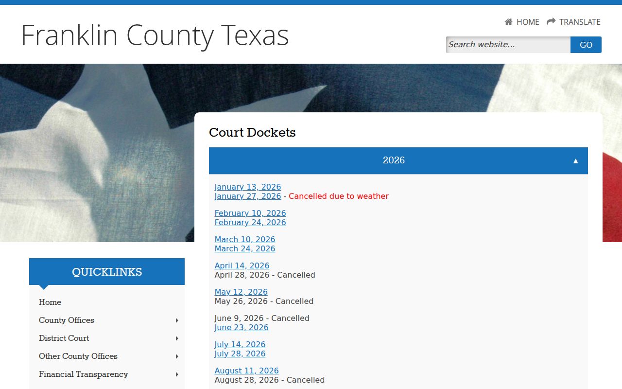 Franklin County court schedule date archive