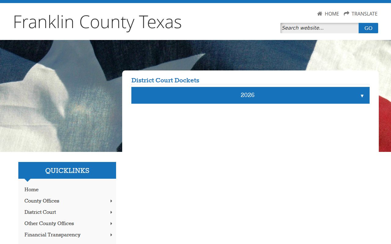 Franklin County District Court docket archive with year and docket-type links